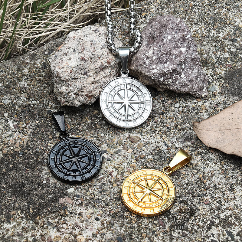 Minimalist Compass Stainless Steel Pendant | Gthic.com