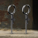 Minimalist Cross Chain Stainless Steel Hoop Earrings | Gthic.com