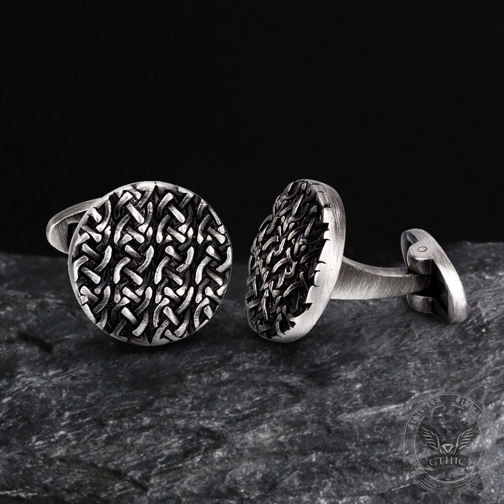 Minimalist Cross Pattern Brass Whale Back Cufflinks 03 | Gthic.com