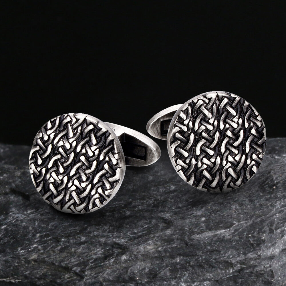 Minimalist Cross Pattern Brass Whale Back Cufflinks 01 | Gthic.com