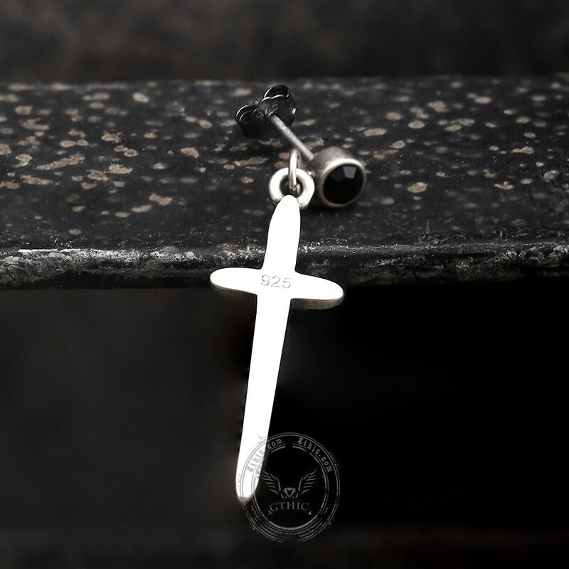 Minimalist Cross Sterling Silver Earrings