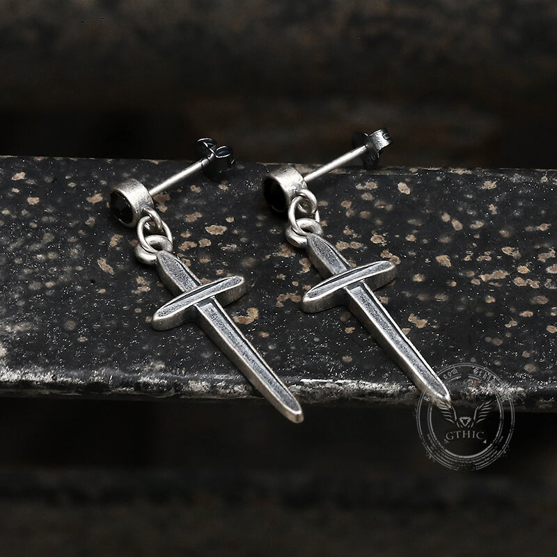 Minimalist Cross Sterling Silver Earrings
