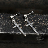 Minimalist Cross Sterling Silver Earrings