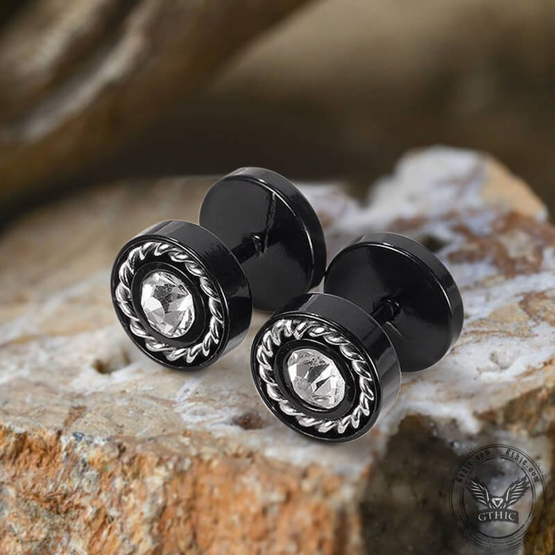 Minimalist Round Zircon Stainless Steel Stud Earrings | Gthic.com