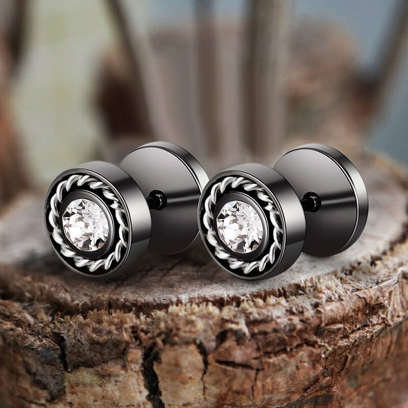 Minimalist Round Zircon Stainless Steel Stud Earrings | Gthic.com