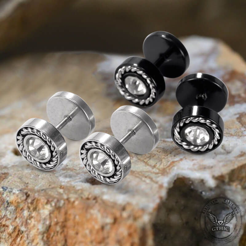 Minimalist Round Zircon Stainless Steel Stud Earrings | Gthic.com