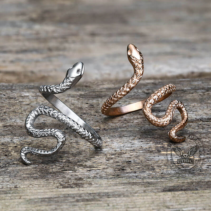 Minimalist Snake Design Stainless Steel Animal Ring 02 | Gthic.com