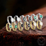Minimalist Zircon Stone Sterling Silver Hoop Earrings | Gthic.com