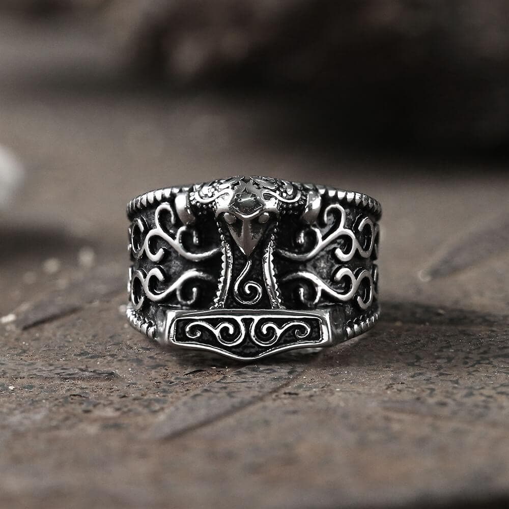 Mjöllnir hammer Stainless Steel Viking Ring | Gthic.com