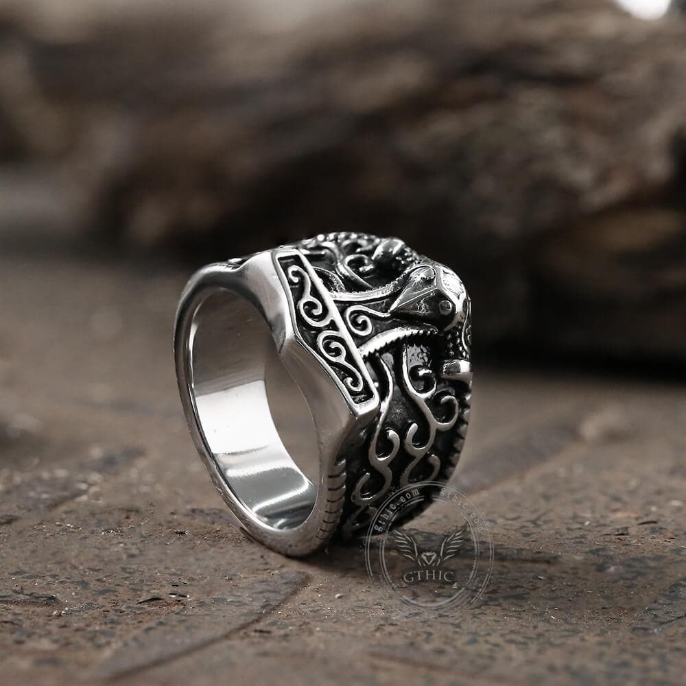 Mjöllnir hammer Stainless Steel Viking Ring | Gthic.com