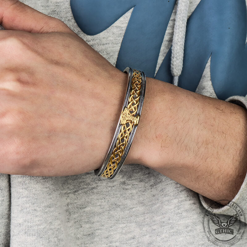Mjölnir Hammer Stainless Steel Viking Cuff Bracelet