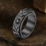 Moon Star Sun Stainless Steel Fidget Spinner Ring | Gthic.com