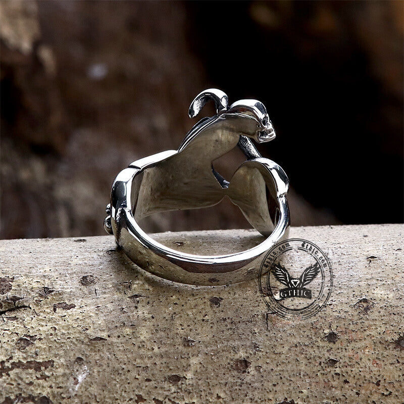 Anello da motociclista in acciaio inossidabile con teschio di motocicletta