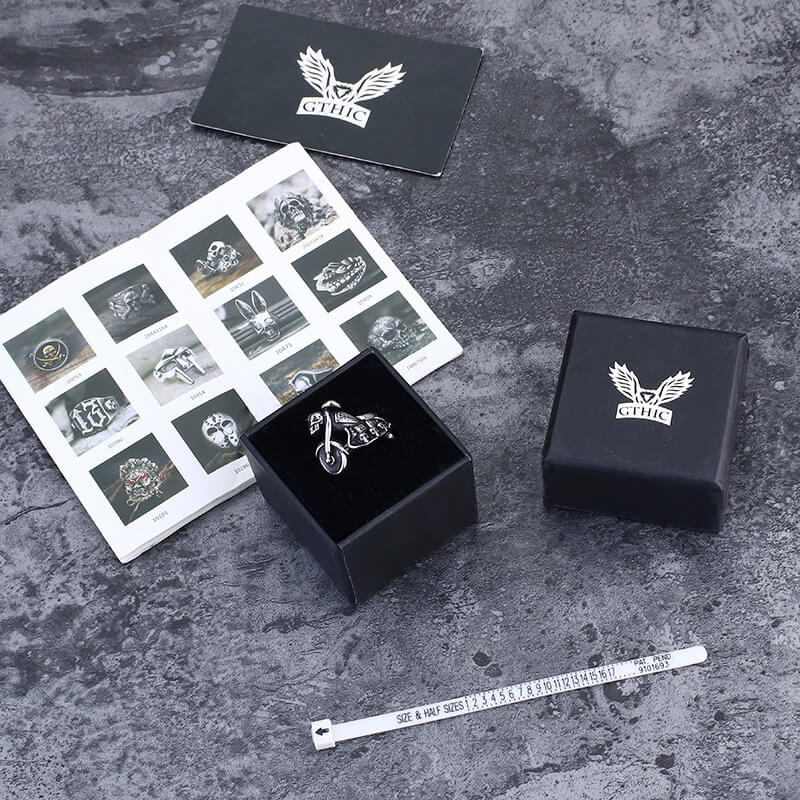 Anello da motociclista in acciaio inossidabile con teschio di motocicletta