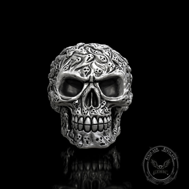 Multi Ghost Sterling Silver Skull Ring02 | Gthic.com