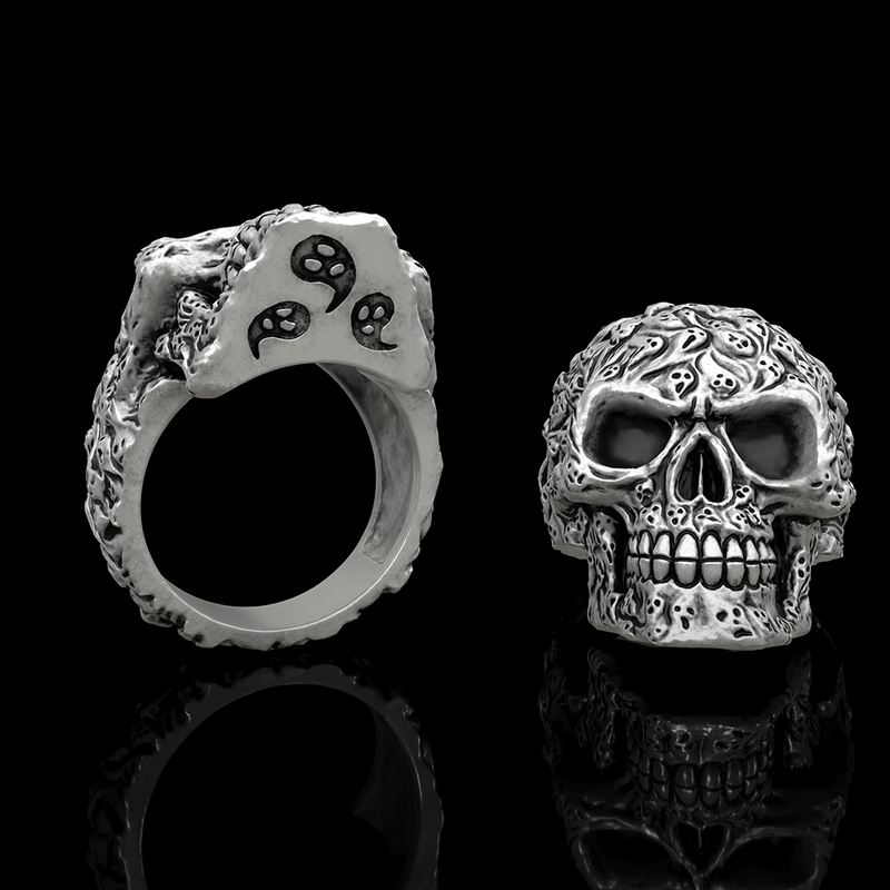 Multi Ghost Sterling Silver Skull Ring – GTHIC Multi Ghost Sterling Silver Skull Ring – GTHIC