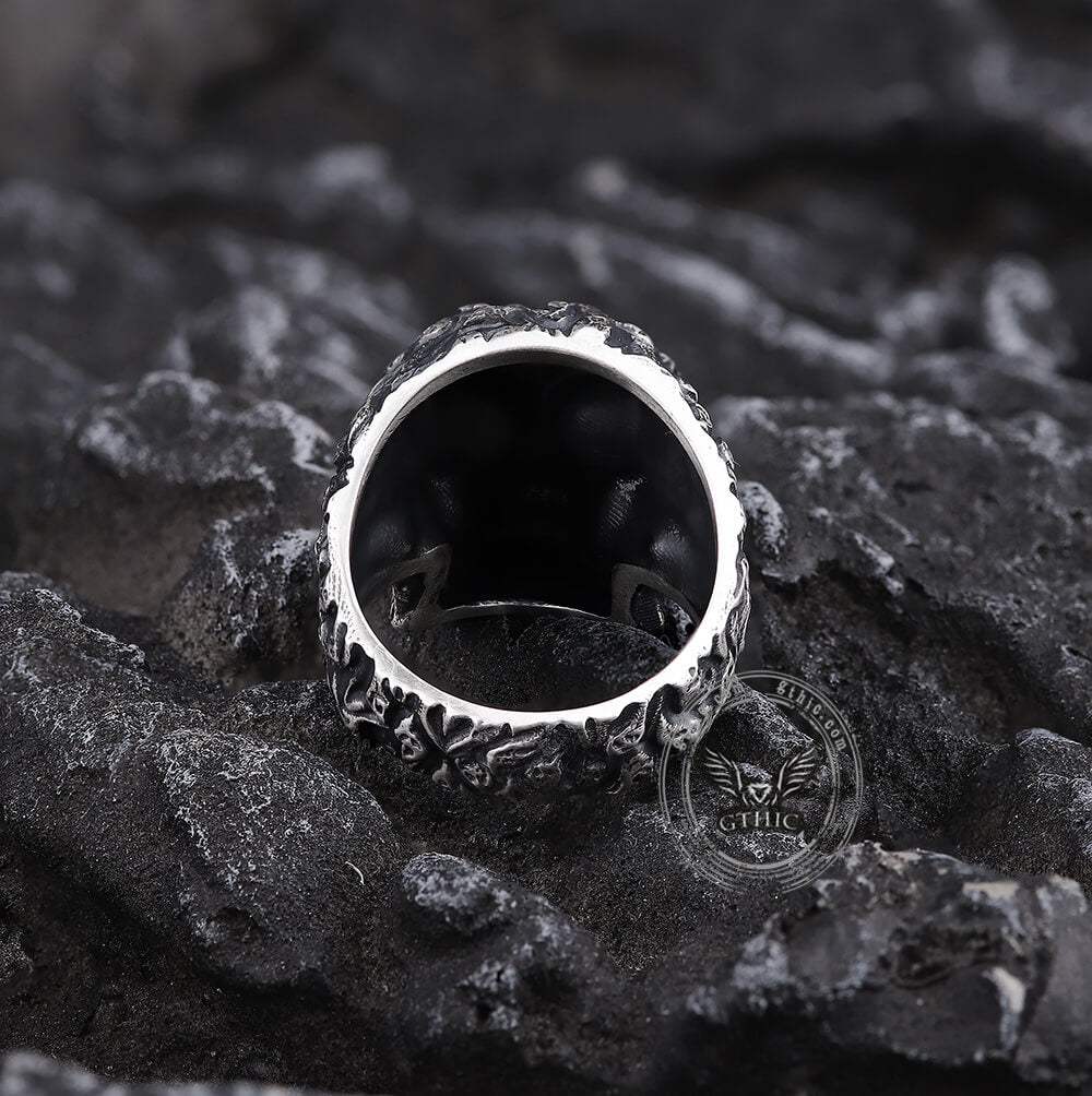 Bague tête de mort en argent sterling multi-fantômes
