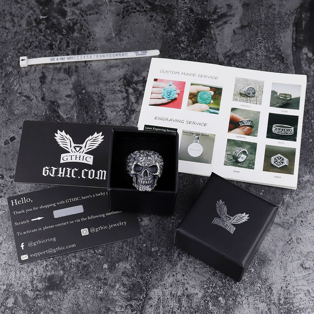 Bague tête de mort en argent sterling multi-fantômes