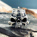 Mysterious Alien sterling silver skull ring03 | Gthic.com