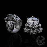 Mysterious Alien sterling silver skull ring03 | Gthic.com