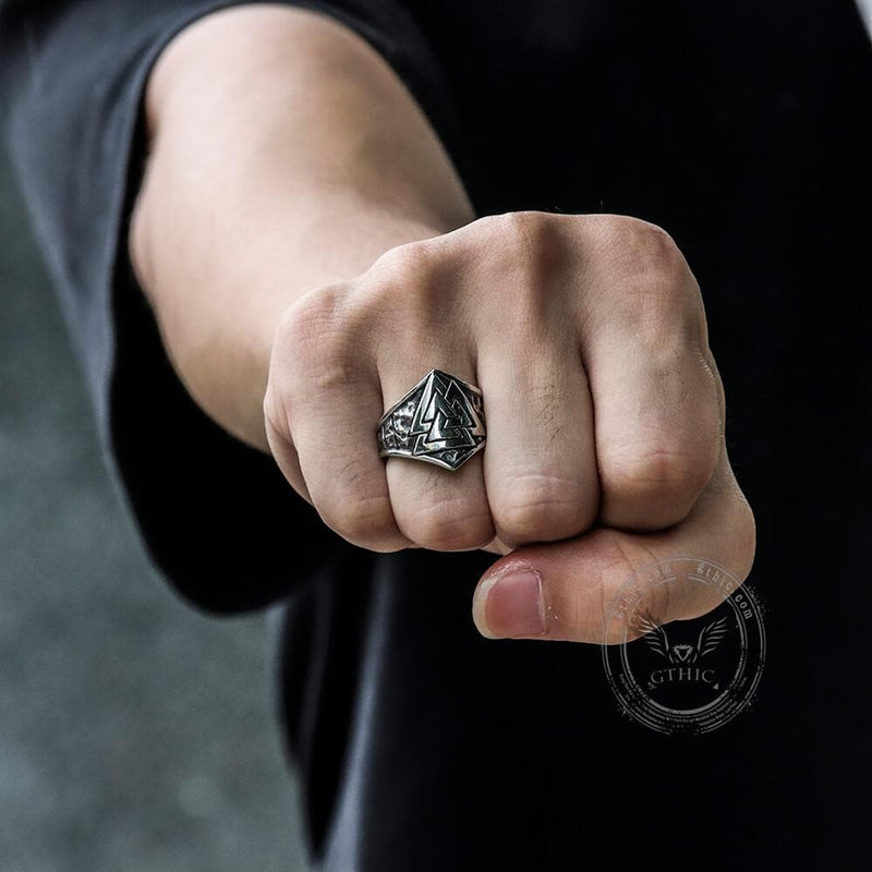 Mysterious Valknut Symbol Stainless Steel Ring | Gthic.com