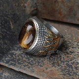 Natural Stone Flame Stainless Steel Ring