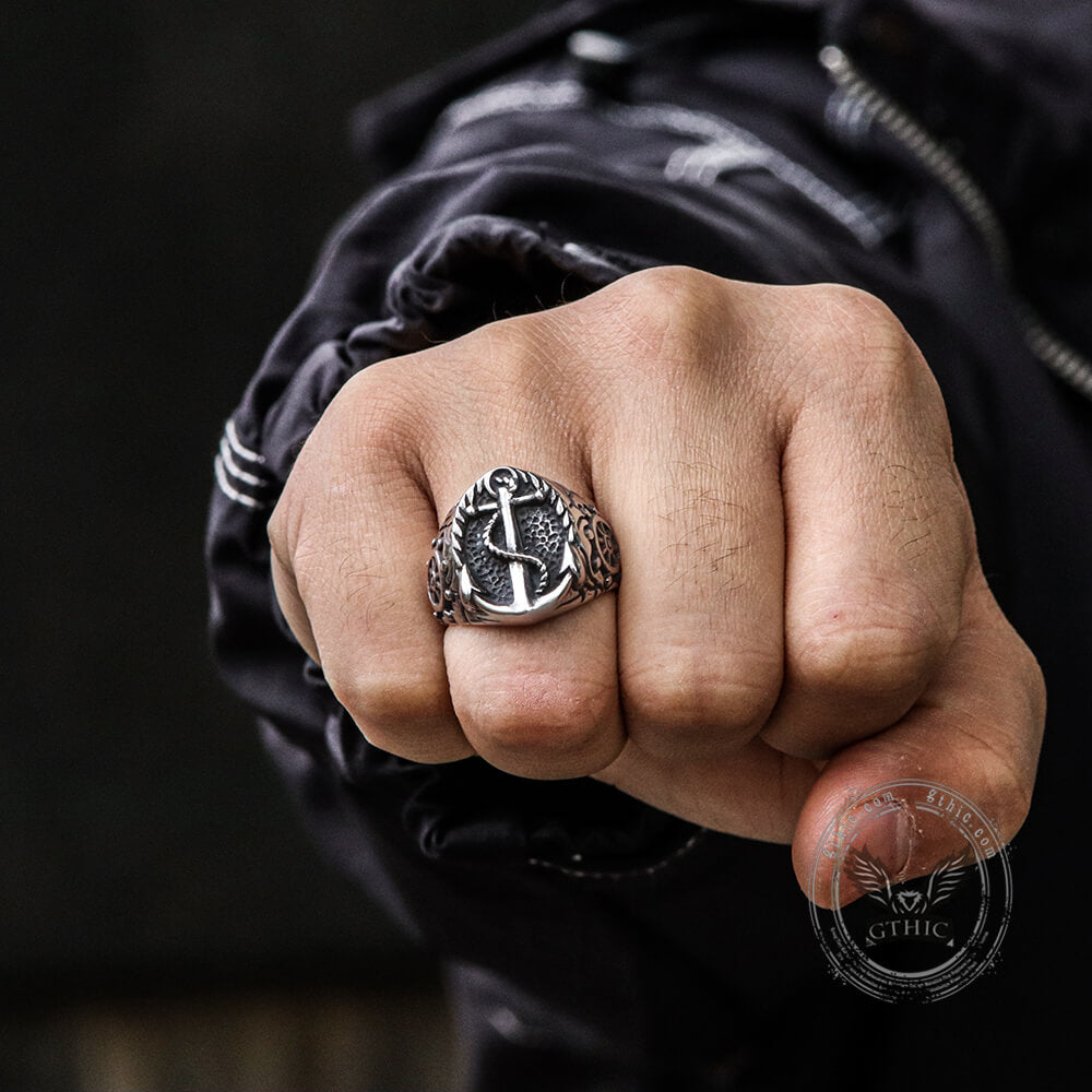 Nautical Anchor Stainless Steel Ring