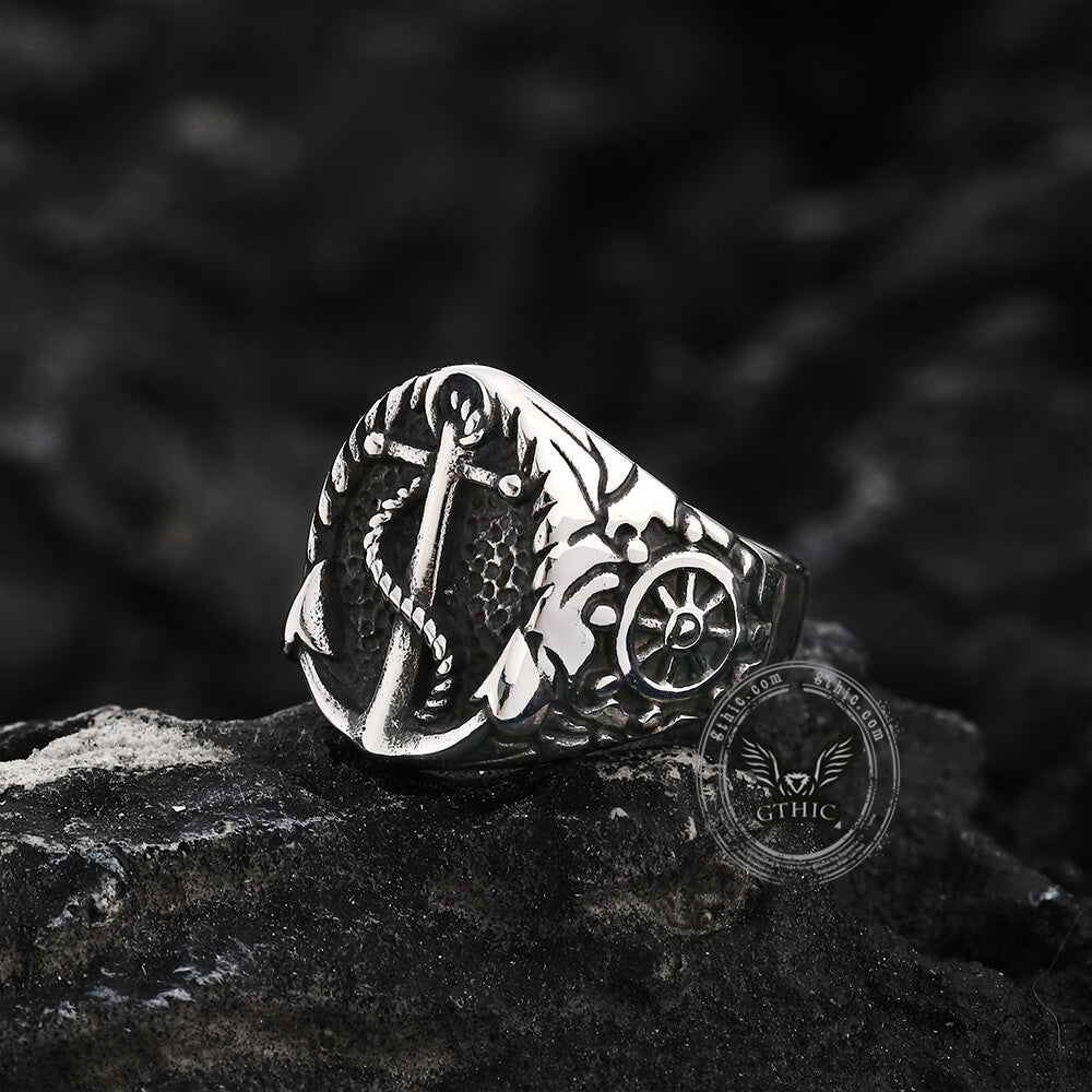 Nautical Anchor Stainless Steel Ring | Gthic.com