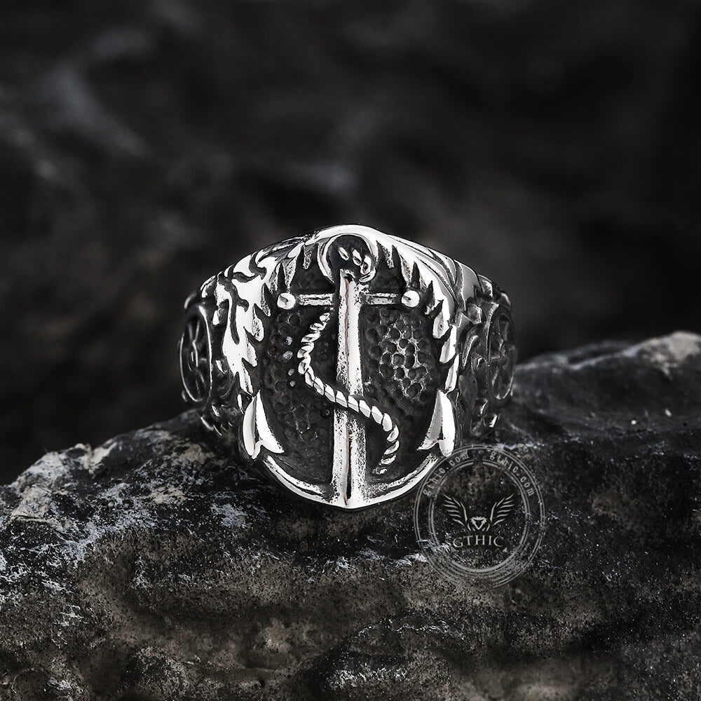 Nautical Anchor Stainless Steel Ring | Gthic.com