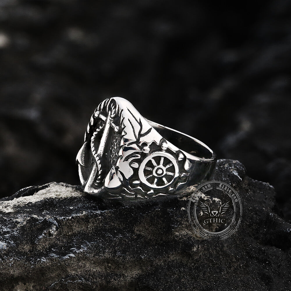 Nautical Anchor Stainless Steel Ring | Gthic.com