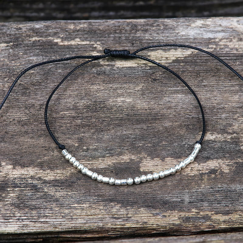 Never Give Up Morse Code Sterling Silver Bracelet 01 | Gthic.com