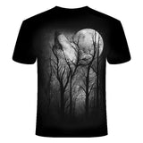 Night Forest Wolf Polyester T-shirt02 | Gthic.com