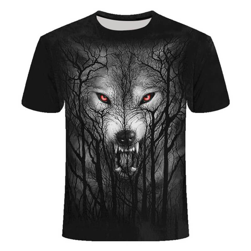Night Forest Wolf Polyester T-shirt01 | Gthic.com