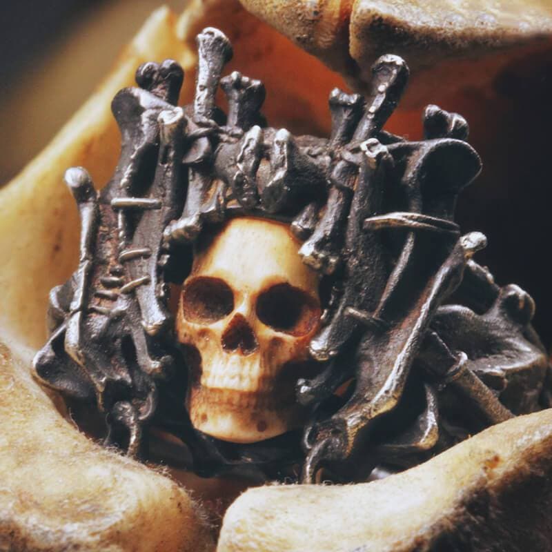 Night’s Watch Sterling Silver Skull Ring 01 | Gthic.com