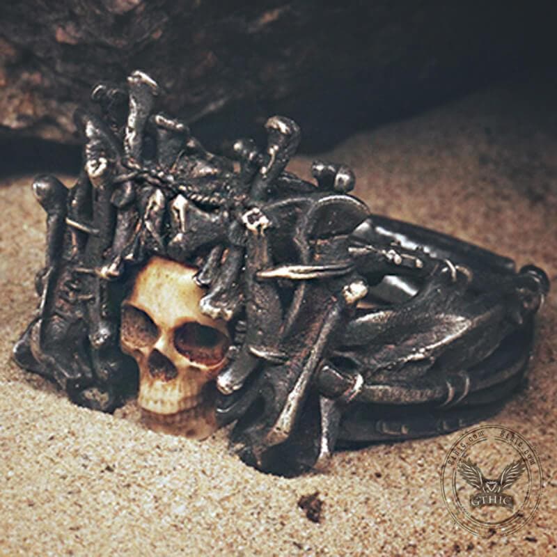 Anello teschio in argento sterling Night's Watch