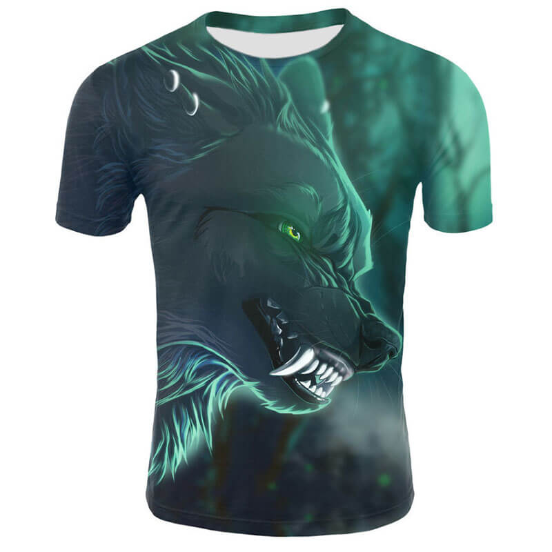 Night Wolf Polyester Animal T-Shirt | Gthic.com