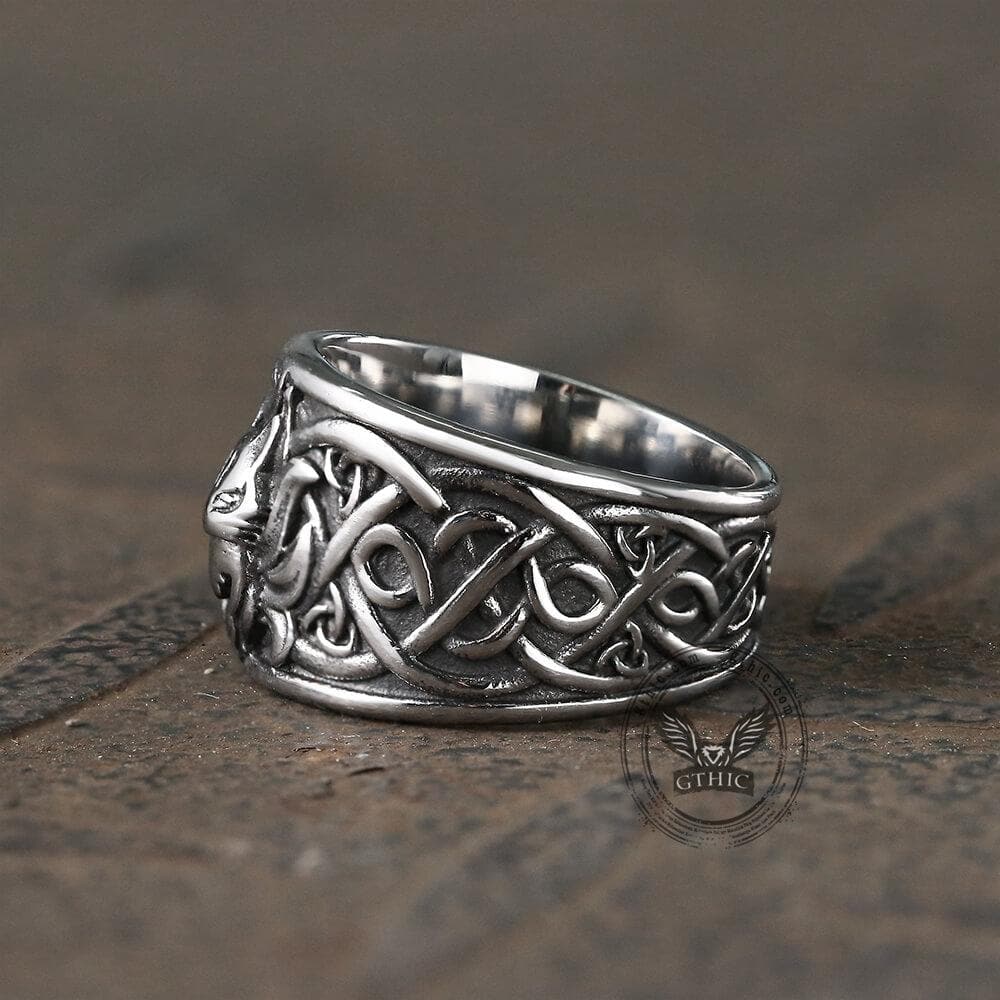 Nine-Tailed Fox Celtic Knot Stainless Steel Ring