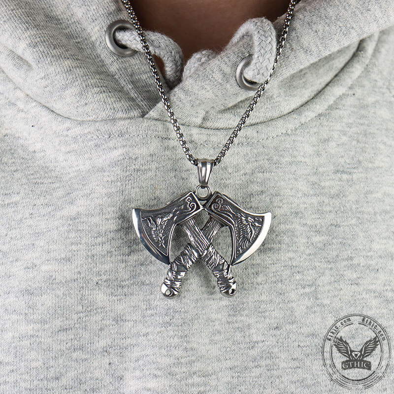 Pendentif Viking Axe Nordique en Acier Inoxydable