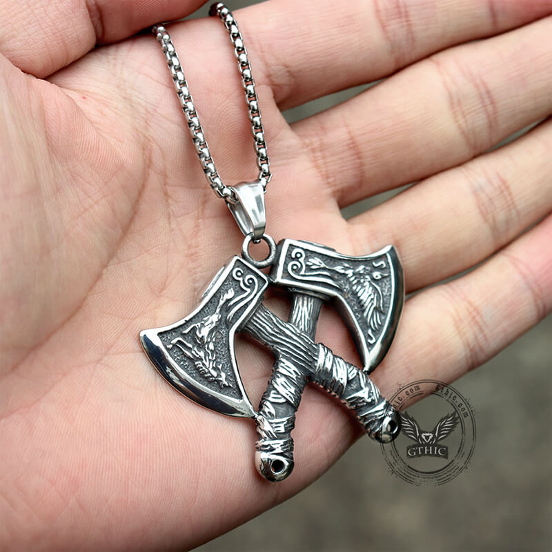 Pendentif Viking Axe Nordique en Acier Inoxydable