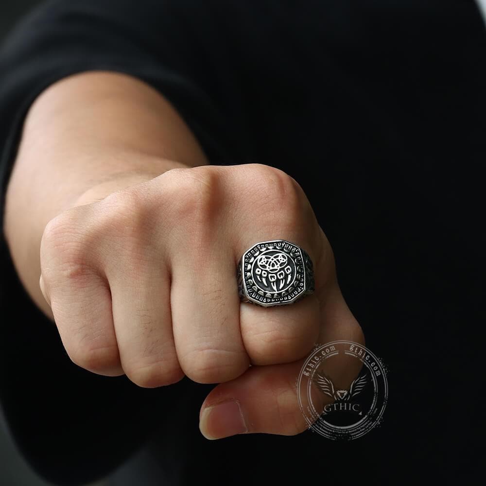 Nordic Bear Paw Stainless Steel Viking Ring | Gthic.com