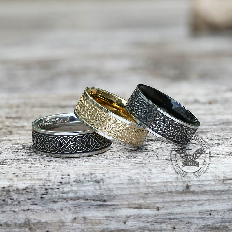 Nordic Celtic Knot Stainless Steel Viking Ring | Gthic.com
