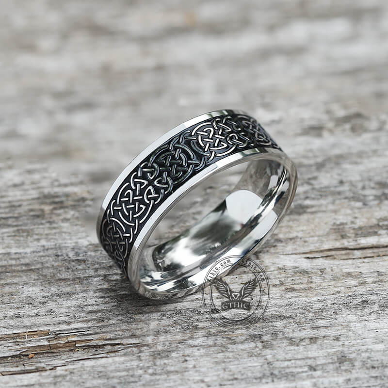 Nordic Celtic Knot Stainless Steel Viking Ring | Gthic.com