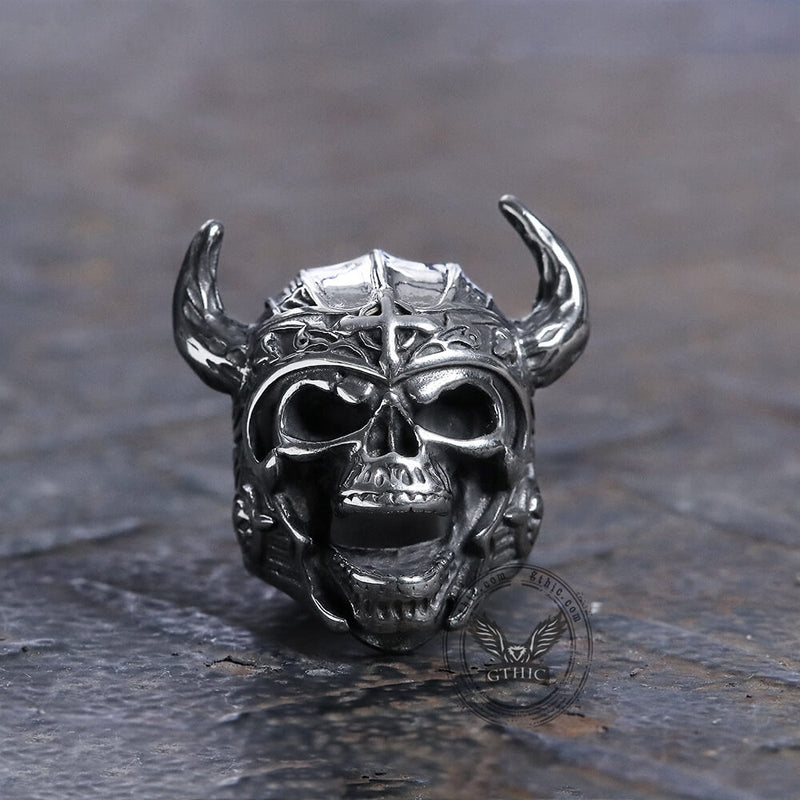 Nordic God of War Viking Warrior Skull Ring