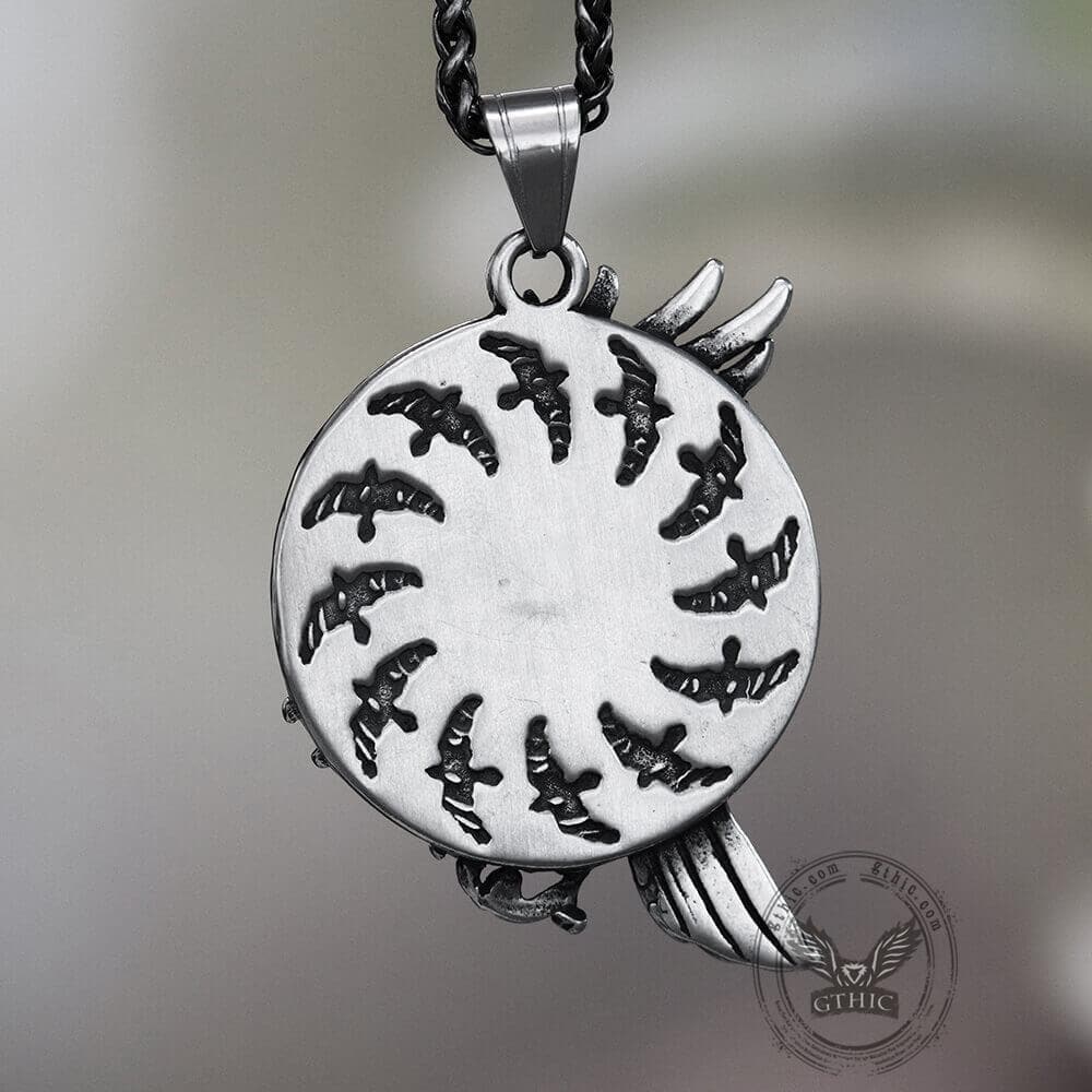 Nordic Raven Stainless Steel Viking Pendant | Gthic.com