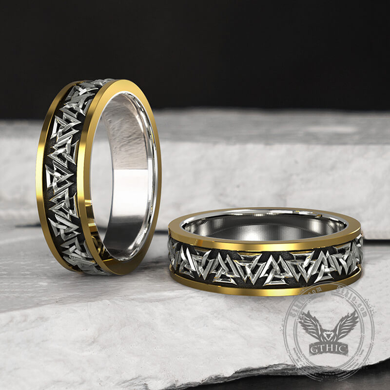 Nordic Valknut Sterling Silver Viking Ring 03 | Gthic.com