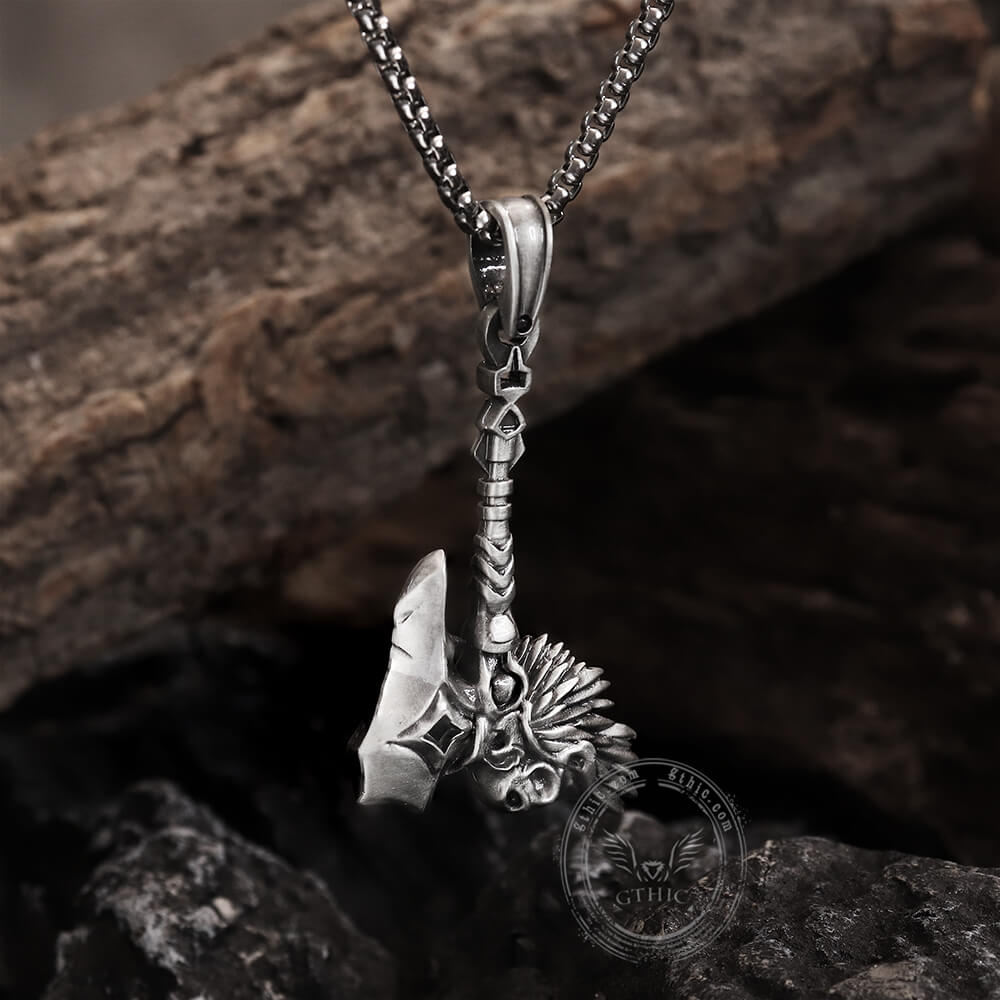 Nordic Viking Tomahawk Pure Tin Necklace | Gthic.com