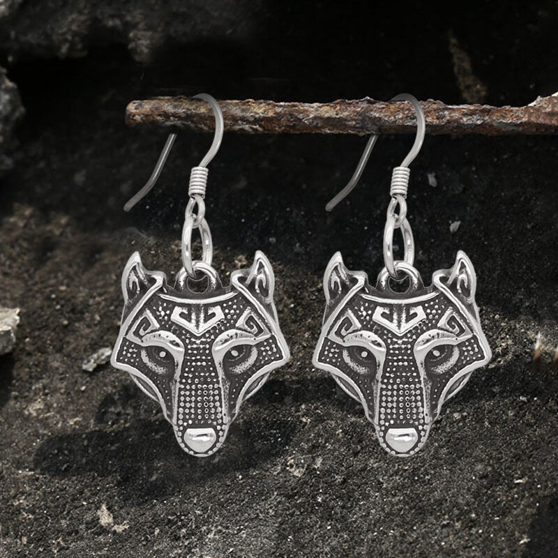 Nordic Wolf Stainless Steel Viking Earring | Gthic.com