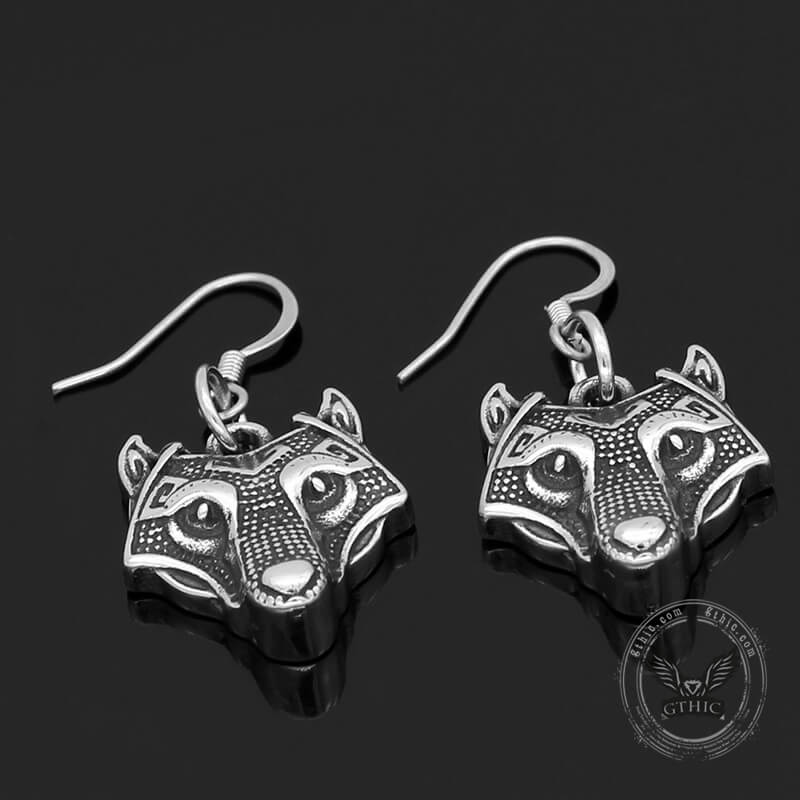 Nordic Wolf Stainless Steel Viking Earring | Gthic.com