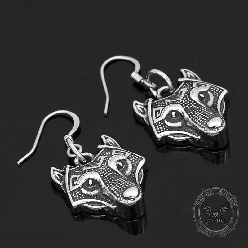 Nordic Wolf Stainless Steel Viking Earring | Gthic.com