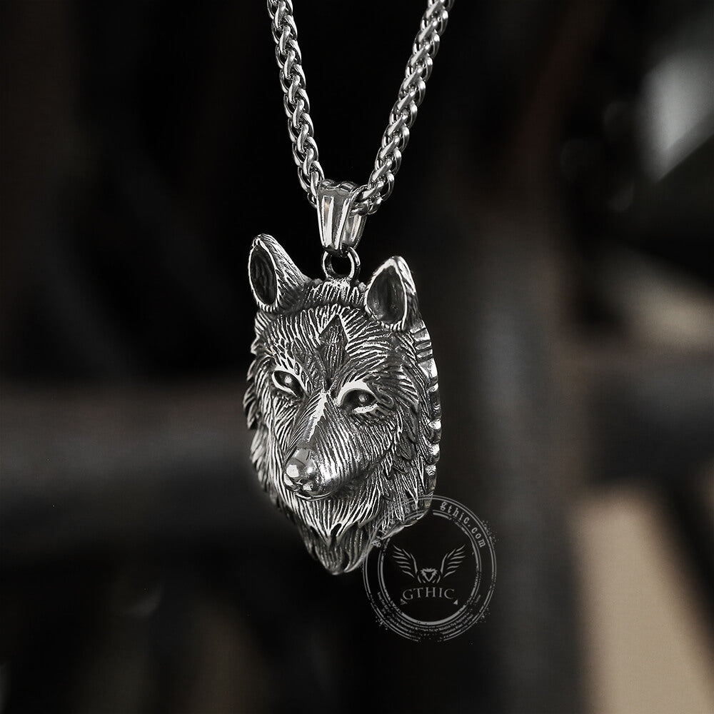 Nordic Wolf Stainless Steel Viking Pendant - Stainless Steel - Silver ...